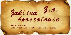 Žaklina Apostolović vizit kartica